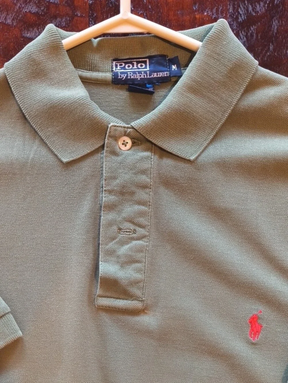 Ralph Lauren Men's Polo in Olive with Red Logo Medium